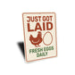 Fresh Eggs Daily Aluminum Farm Sign - Chicken Coop Decor