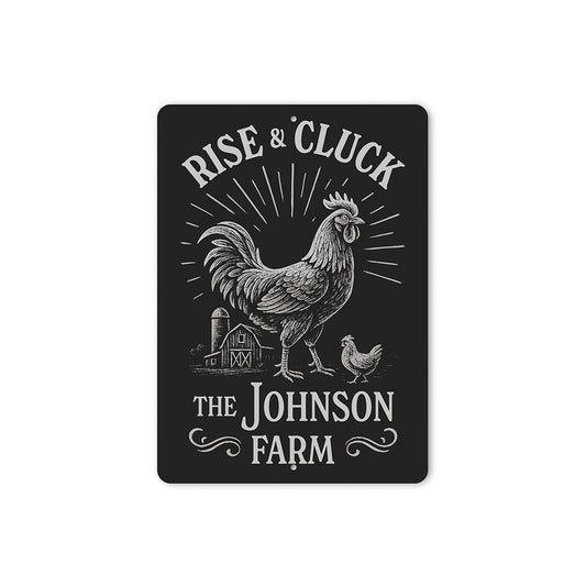 Rise & Cluck Metal Sign - Funny Chicken Farmhouse Decor