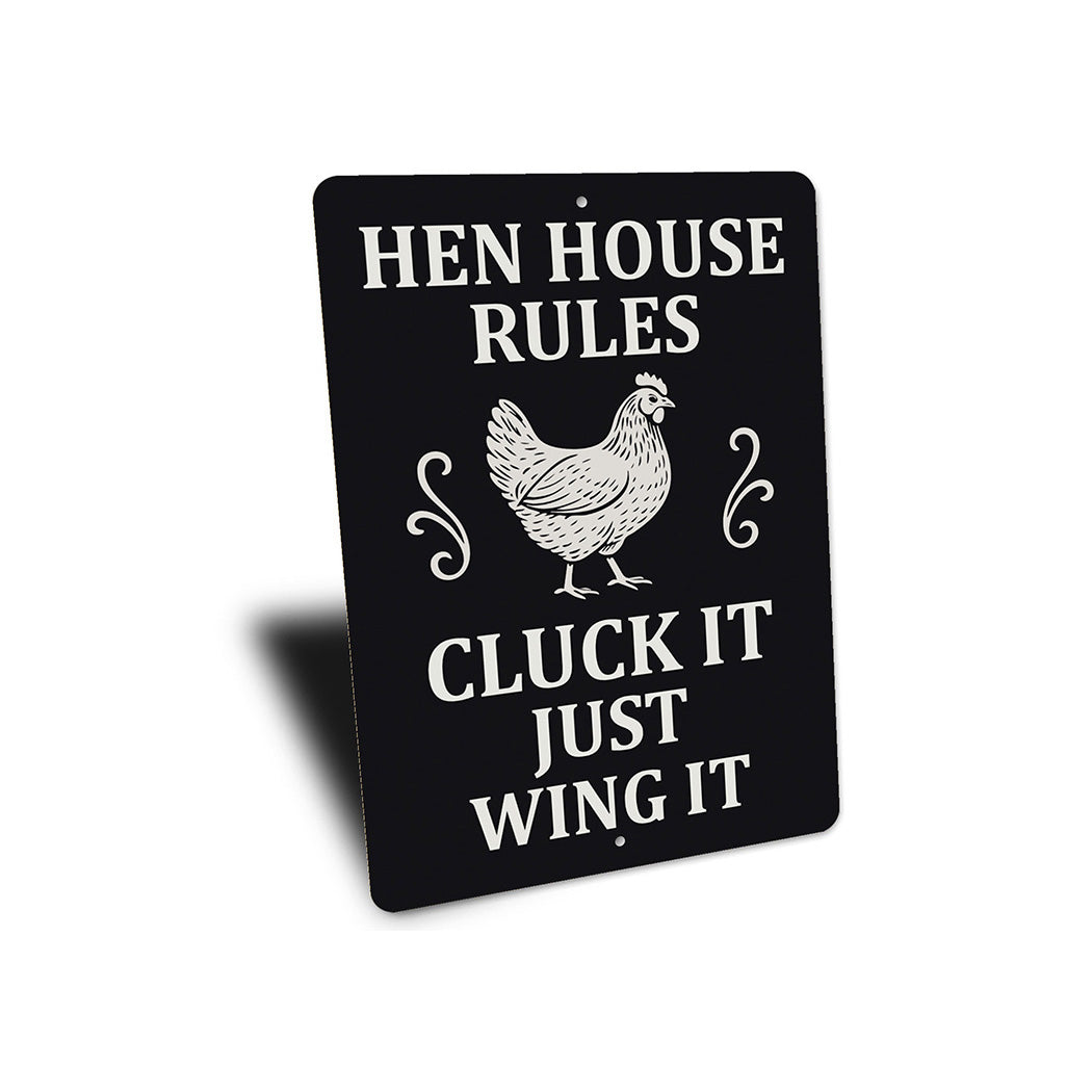 Hen House Rules Aluminum Sign - Funny Chicken Coop Decor