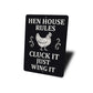 Hen House Rules Aluminum Sign - Funny Chicken Coop Decor