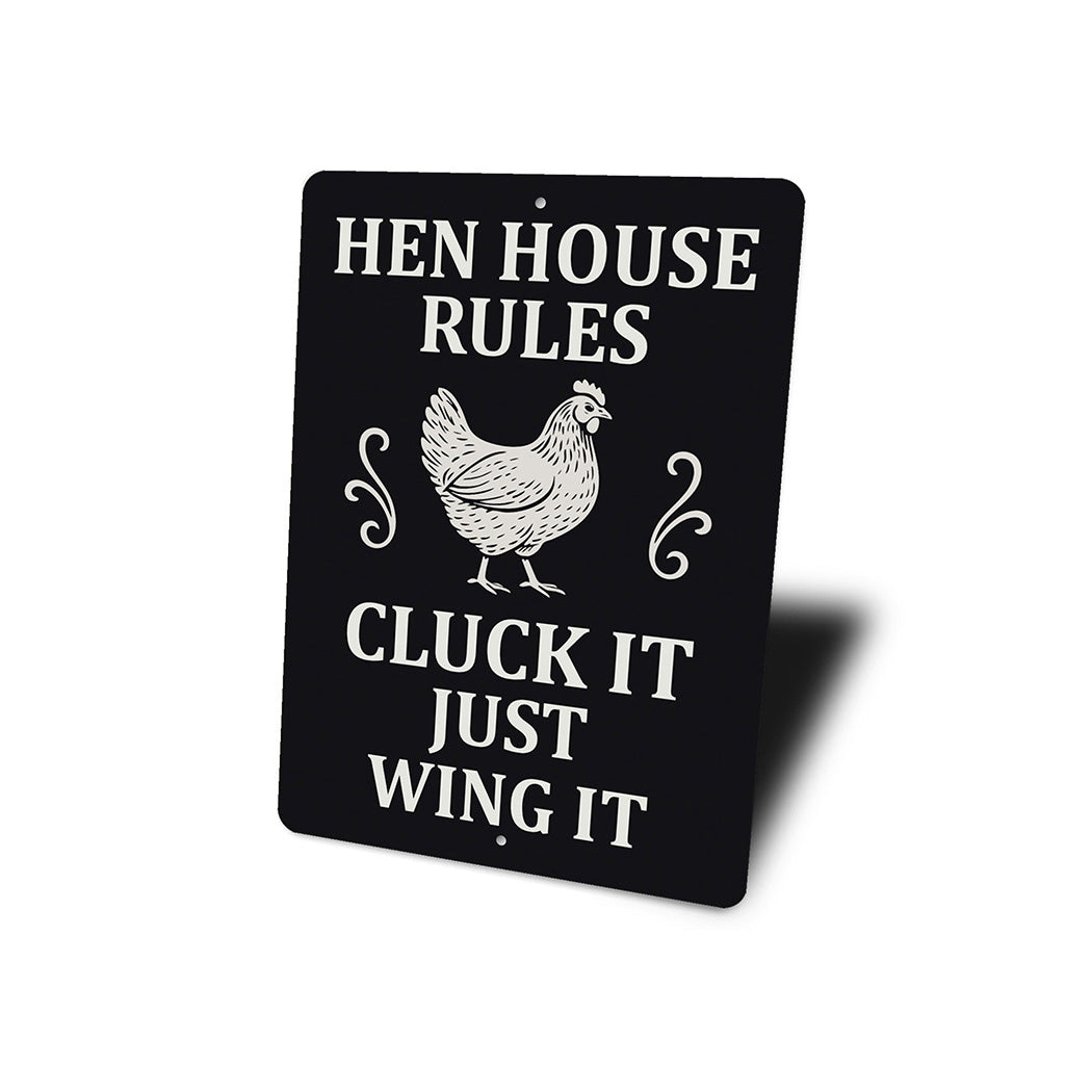 Hen House Rules Aluminum Sign - Funny Chicken Coop Decor