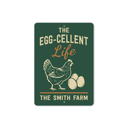 Personalized Chicken Coop Metal Sign - Egg-cellent Life