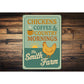 Chickens Coffee & Country Mornings Farmhouse Aluminum Sign