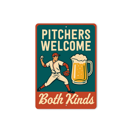 Dual-Meaning Pitcher Sign Baseball & Beer Aluminum Art