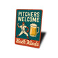 Dual-Meaning Pitcher Sign Baseball & Beer Aluminum Art