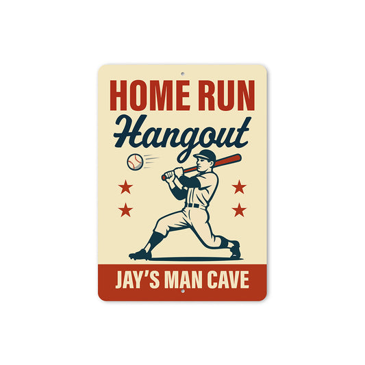 Personalized Sports Den Sign Home Run Hangout Metal