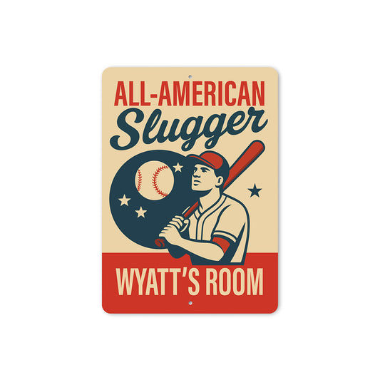Vintage ALL-AMERICAN Slugger Aluminum Personalized Sign