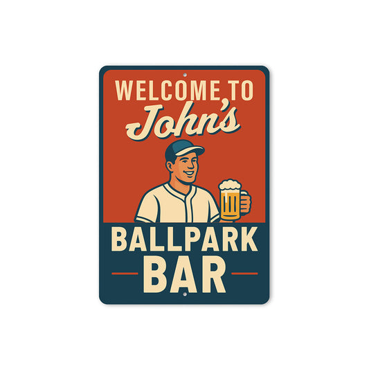 Personalized Ballpark Bar Aluminum Wall Art Sign