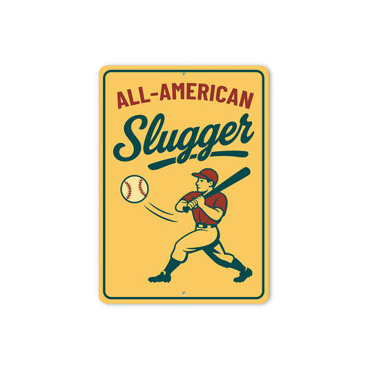 Slugger Baseball Sign - Vintage ALL-AMERICAN Decor