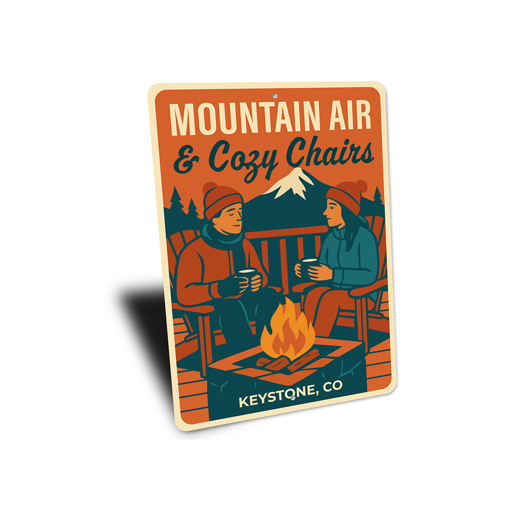 Vintage 'Mountain Air & Cozy Chairs' Keystone Co Metal Sign