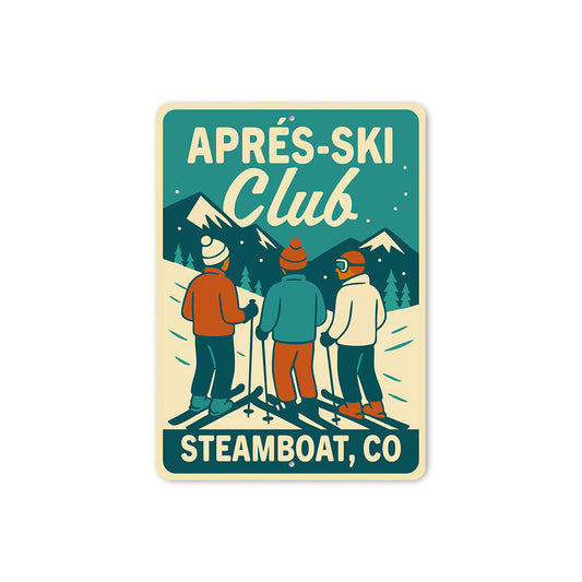 Vintage Après-Ski Club Aluminum Sign Steamboat, CO