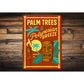 Vintage Palm Trees And Polynesian Aluminum Tiki Sign