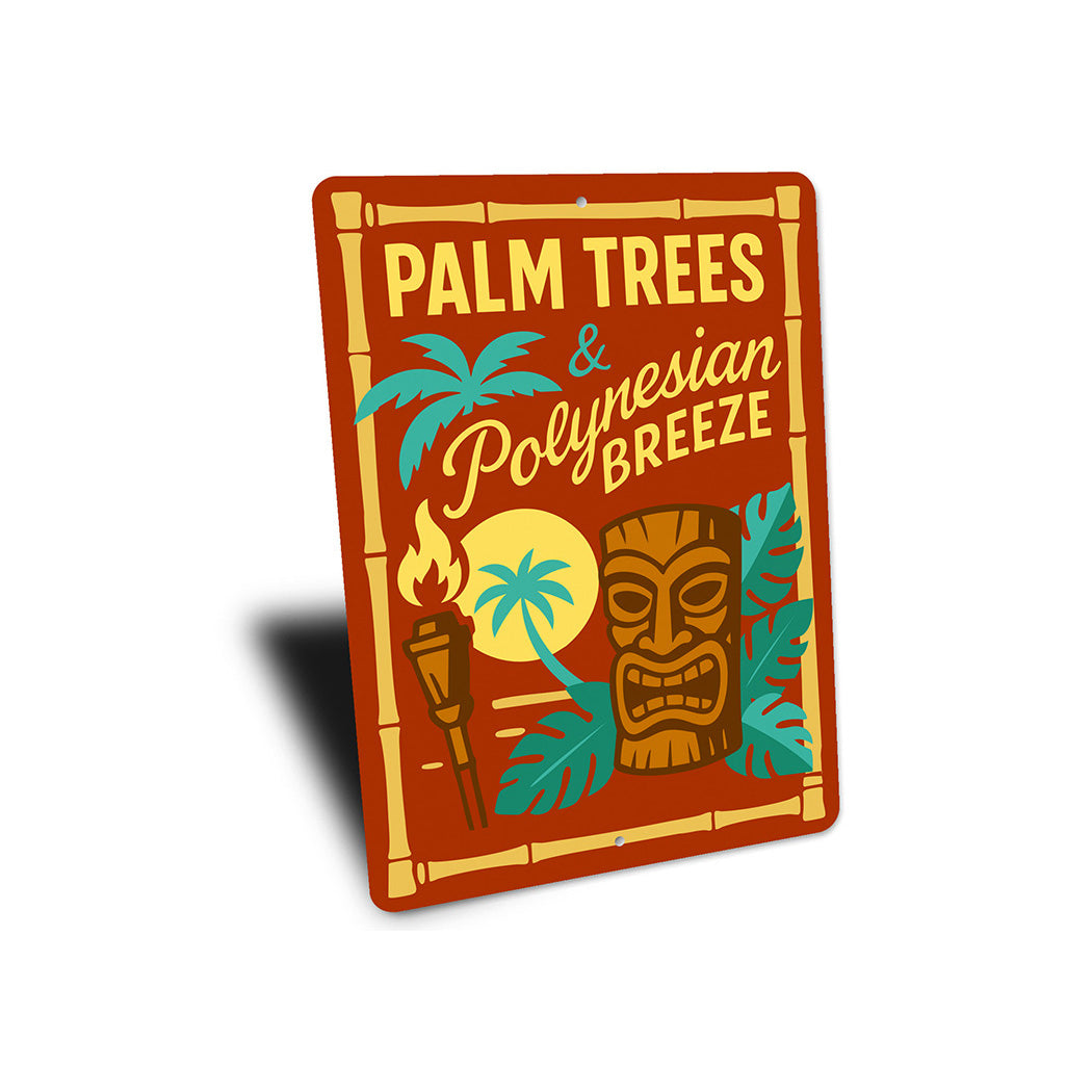 Vintage Palm Trees And Polynesian Aluminum Tiki Sign