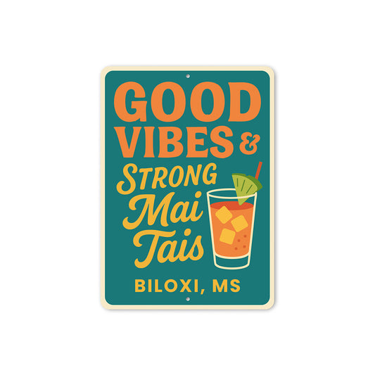 Retro Tiki Bar Sign Good Vibes And Mai Tais Decor