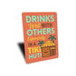 Vintage Drinks Well With Others Tiki Hut Aluminum Sign