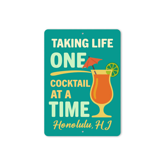 Retro Bar Metal Sign One Cocktail at a Time Decor