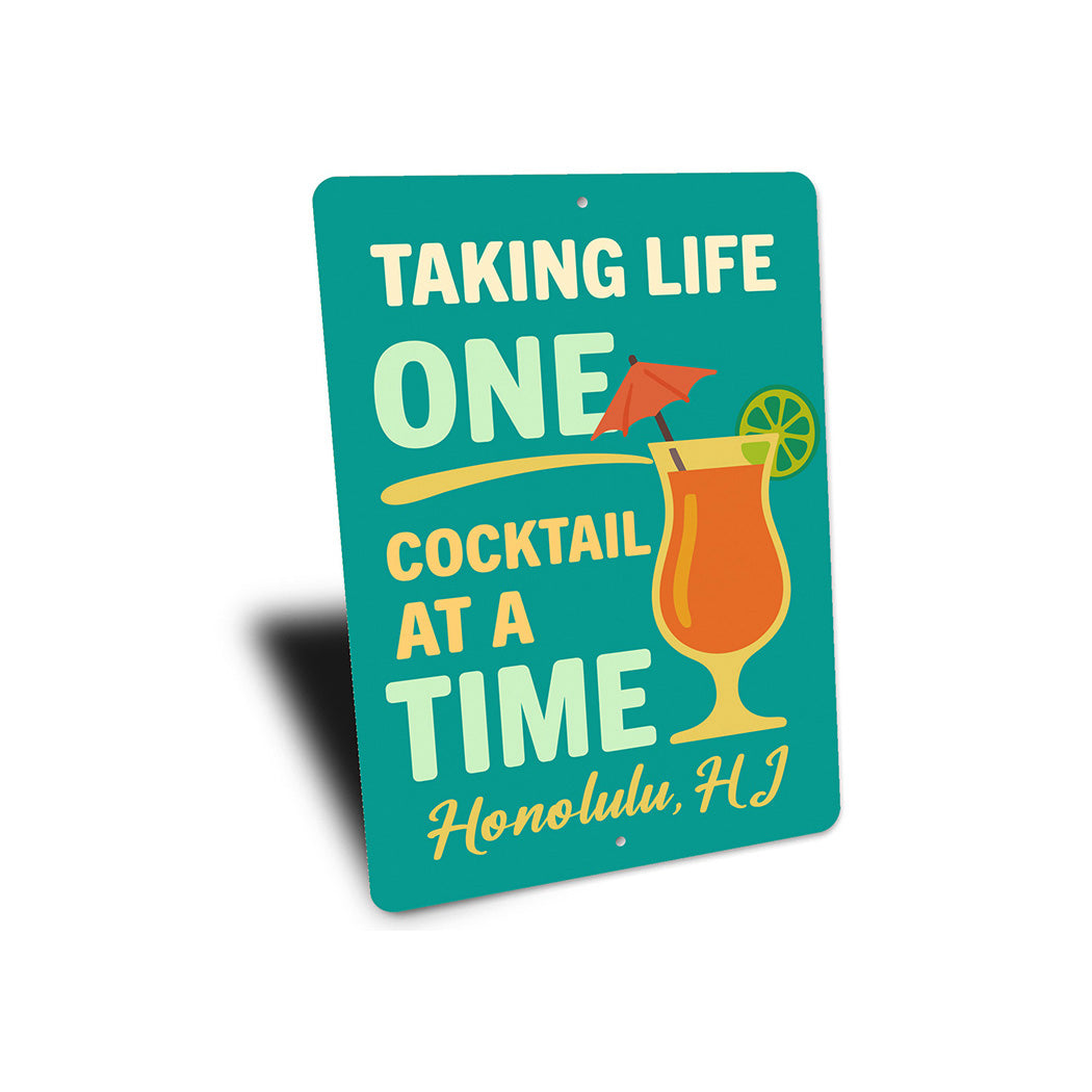 Retro Bar Metal Sign One Cocktail at a Time Decor