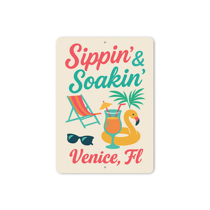 Retro Beach Bar Sign Sippin Soakin Florida Decor