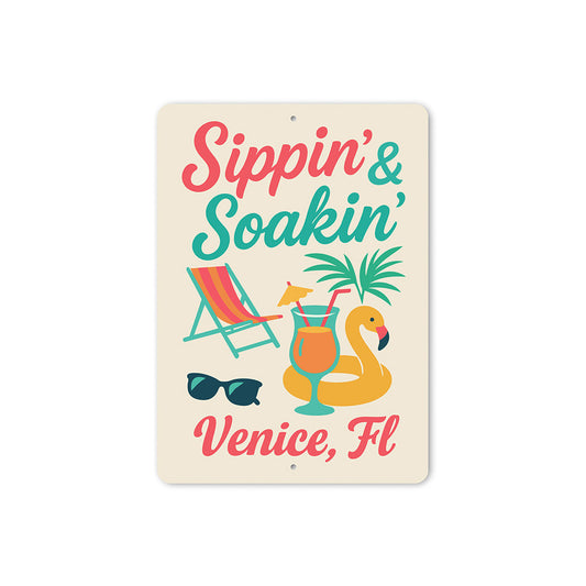 Retro Beach Bar Sign Sippin Soakin Florida Decor