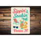 Retro Beach Bar Sign Sippin Soakin Florida Decor