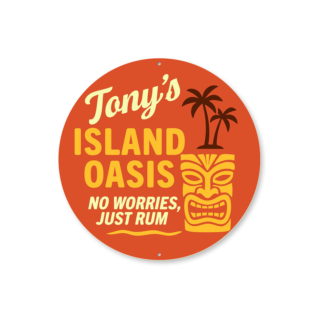 Custom Island Oasis No Worries Just Rum Aluminum Sign