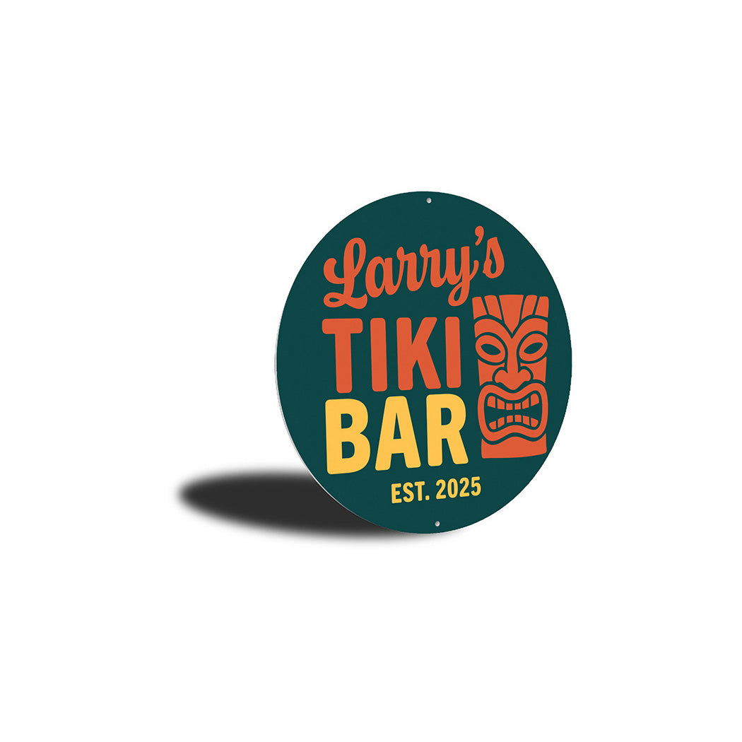 Retro Tiki Bar Metal Sign Personalized Est. 2025 Decor