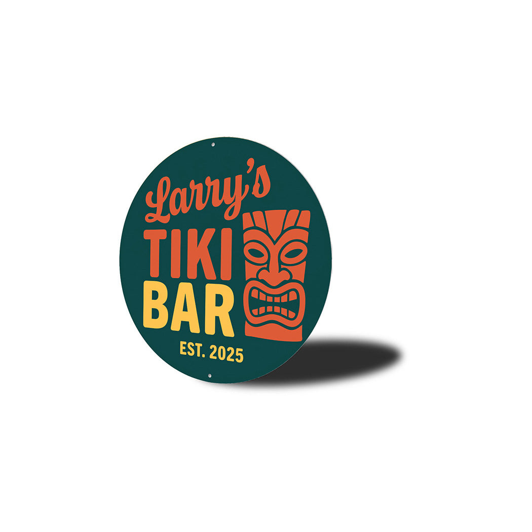 Retro Tiki Bar Metal Sign Personalized Est. 2025 Decor