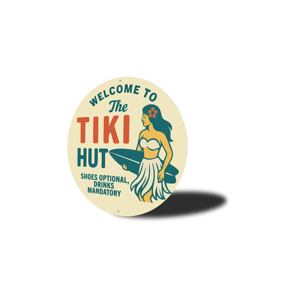 Vintage Welcome to The Tiki Hut Metal Sign Shoes Optional