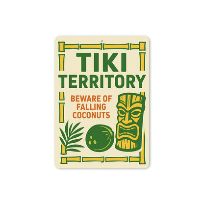 Vintage Tiki Territory Metal Sign Beware Falling Coconuts