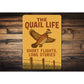 Retro Quail Decor Metal Sign Short Flights Long Stories