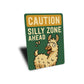 Caution Silly Zone Ahead Llama Aluminum Sign