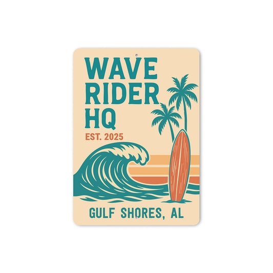 Retro Beach Surf Sign Wave Rider HQ Gulf Shores Decor