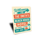 Retro Beach Hotel Metal Sign Personalized Gulf Shores Decor
