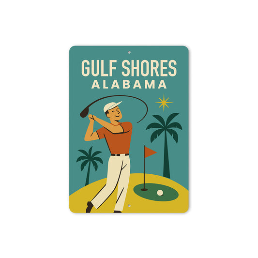 Vintage Gulf Shores Alabama Aluminum Beach Sign
