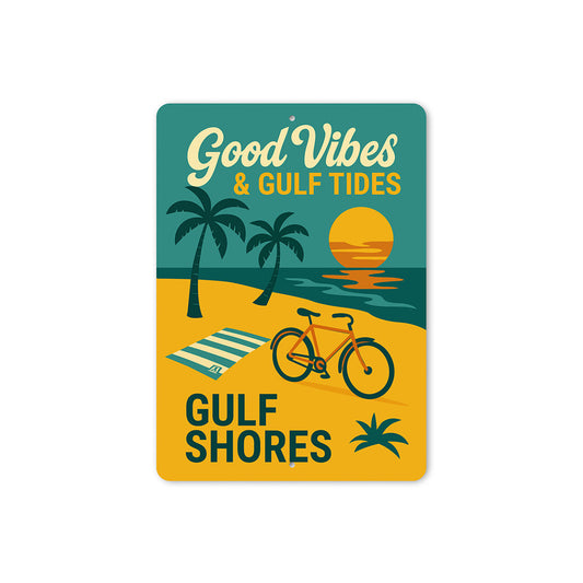 Vintage Good Vibes And Gulf Tides Metal Sign