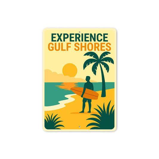 Retro Coastal Metal Sign Experience Gulf Shores Decor