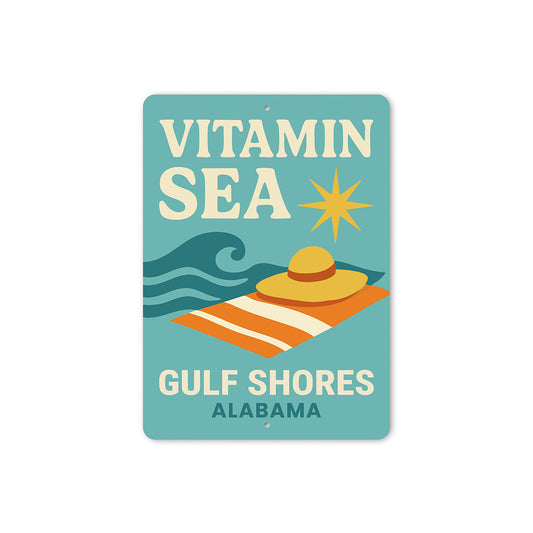 Retro Beach Metal Sign Vitamin Sea Gulf Shores Decor