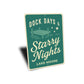 Rustic Lake Metal Sign Dock Days Starry Nights Lake Moore