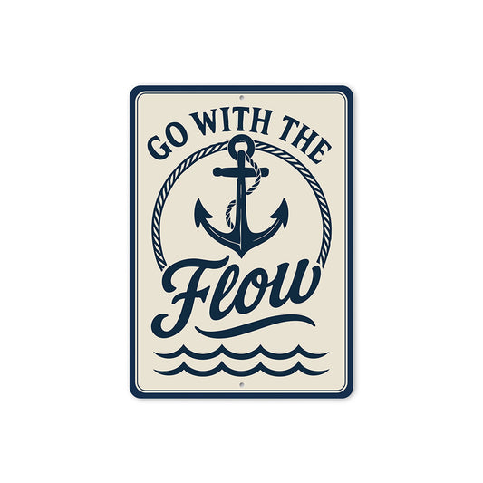Go With the Flow Metal Sign Minimalist Inspirational Decor