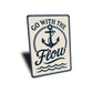 Go With the Flow Metal Sign Minimalist Inspirational Decor