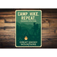 Camp Hike Repeat Sign Smokies Edition Aluminum Decor