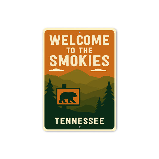 Welcome to the Smokies Sign Tennessee Aluminum Decor