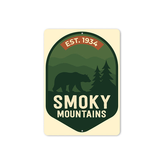 Est. 1934 Smoky Mountains Aluminum Sign National Park Decor