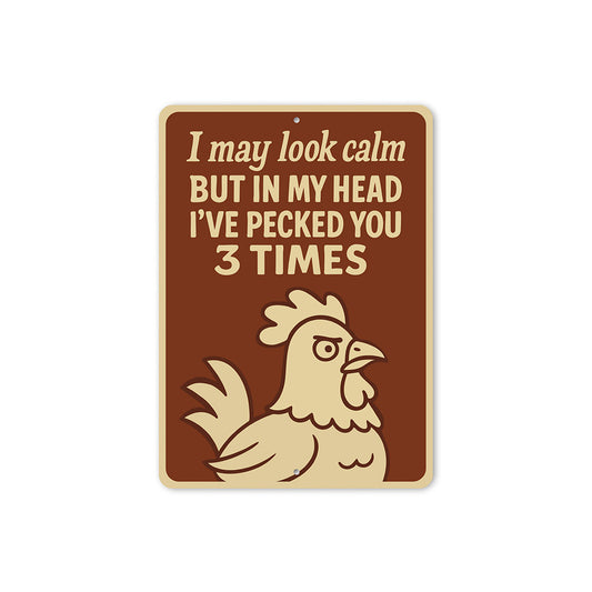 Funny Chicken Pecking Aluminum Sign Sarcastic Poultry Decor