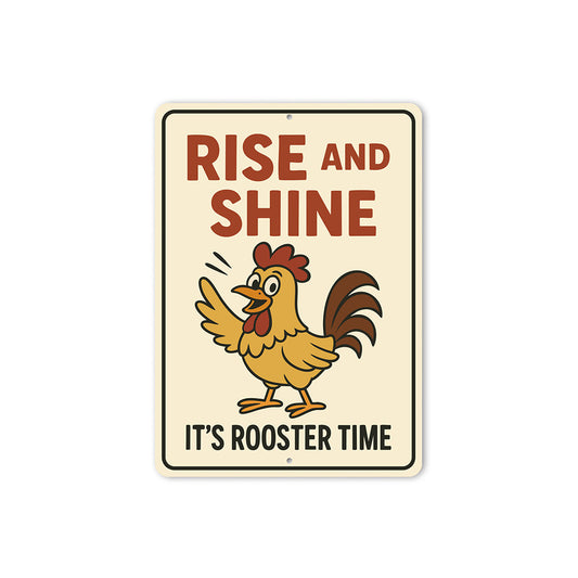 Rise and Shine It's Rooster Time Metal Sign Farmhouse Decor