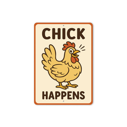 Chick Happens Aluminum Sign Funny Chicken Coop Farm Decor