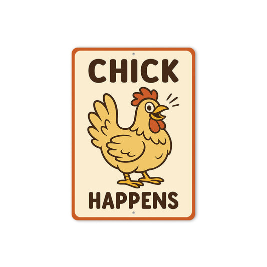 Chick Happens Aluminum Sign Funny Chicken Coop Farm Decor