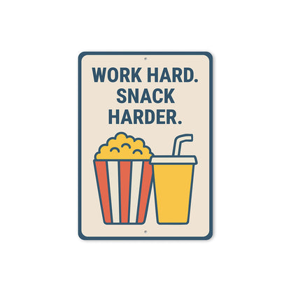 Work Hard Snack Harder Metal Motivational Kitchen Sign