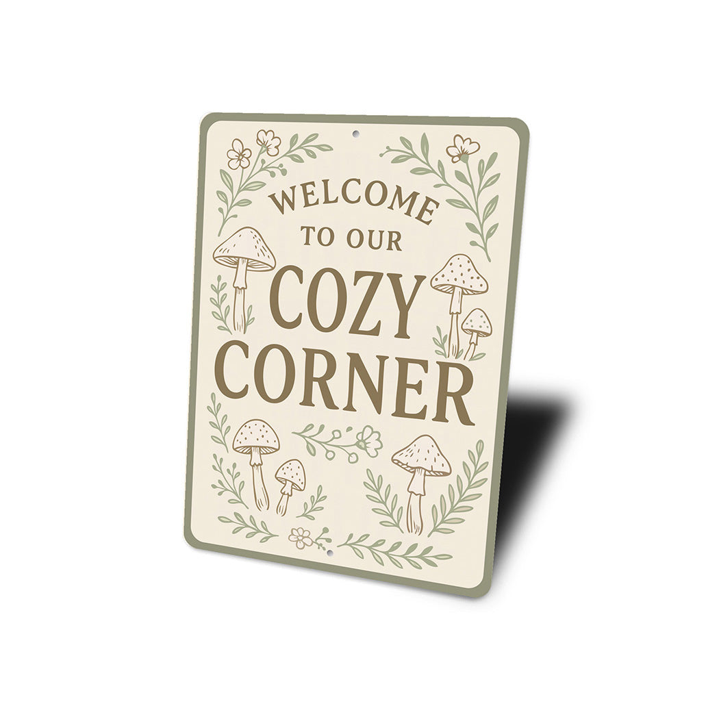 Welcome to Our Cozy Corner Metal Heartwarming Home Sign