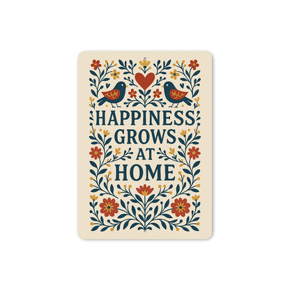 Happiness Grows at Home Metal Sign Heartwarming Wall Decor